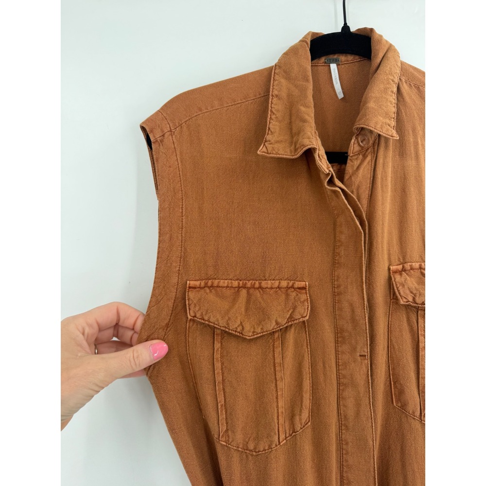 YFB Young Fabulous & Broke Jumpsuit Womens XS Rust Linen Utility Safari Core - Picture 7 of 13